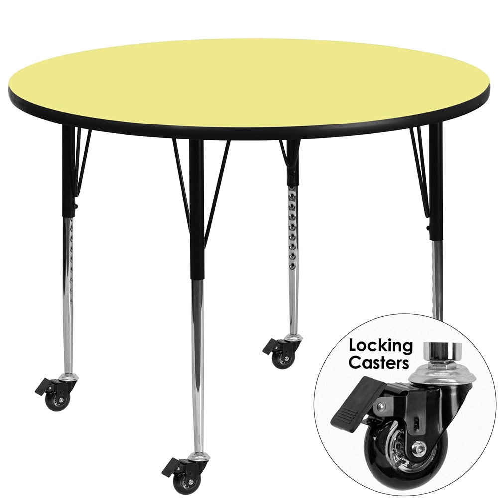 916-XA60RYELTACAS 60" Round Mobile Activity Table - Laminate Top, Yellow