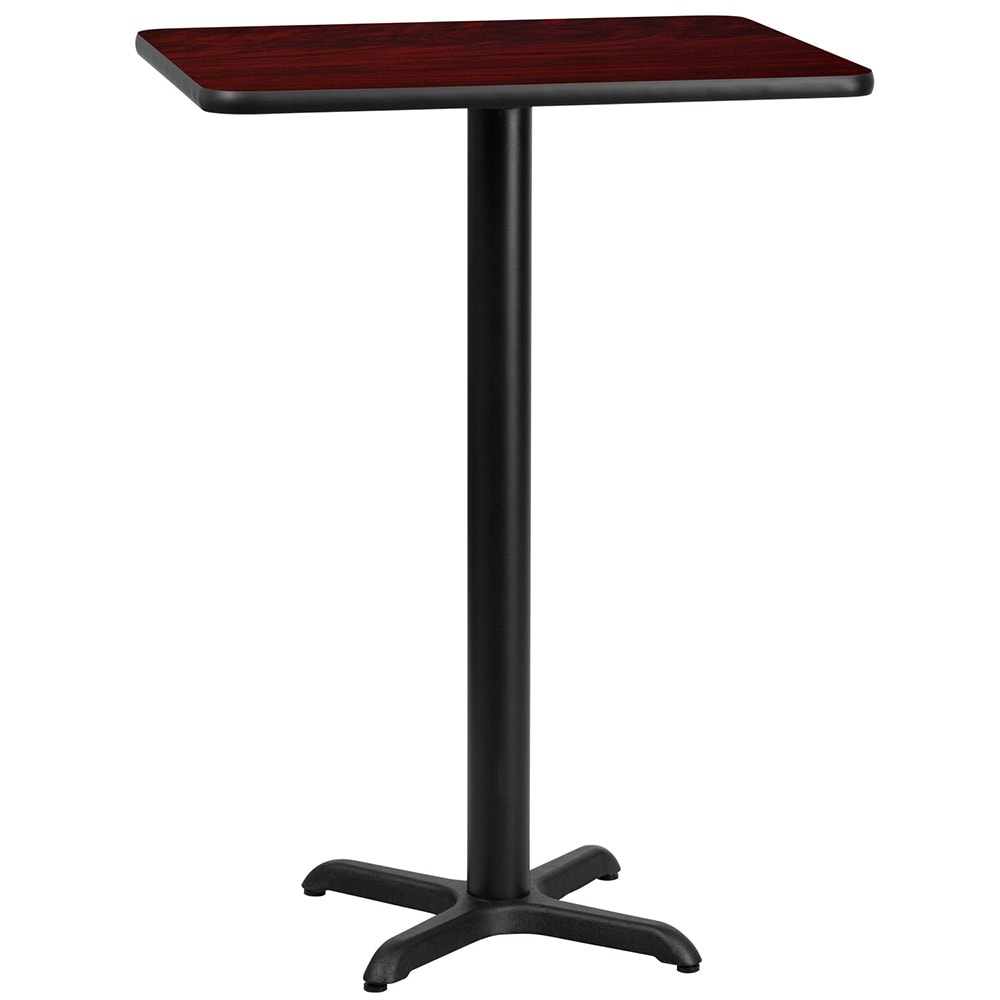 916-XMTB2430T2222B Rectangular Bar Height Table w/ Mahogany Laminate Top - 30"W x 24"D...