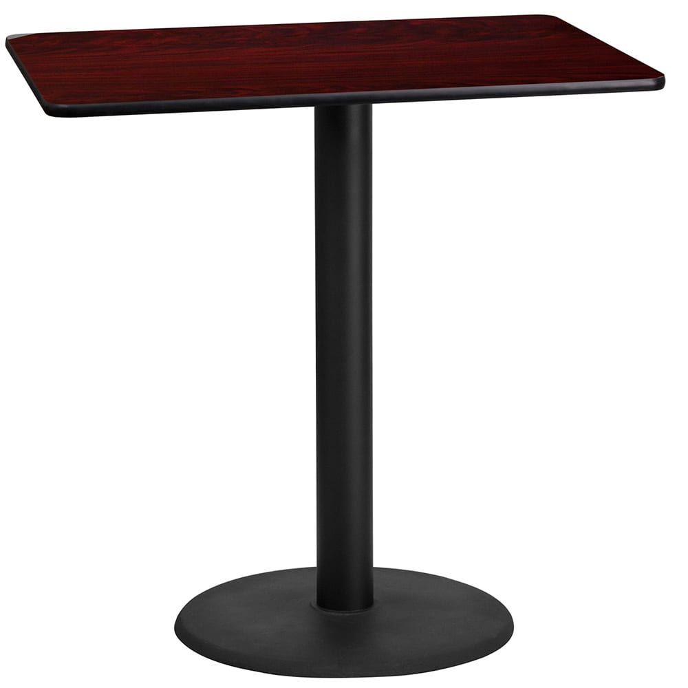 916-XMTB2442TR24B Rectangular Bar Height Table w/ Mahogany Laminate Top - 42"W x 24"D x...