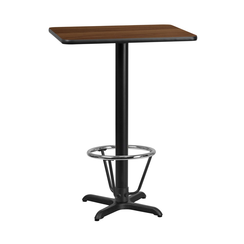 Flash Furniture XU-WALTB-2430-T2222B-3CFR-GG Rectangular Bar Height Table w/ Walnut Laminate Top - 30"W x 24"D x 43 1/8"H, Cast Iron Base