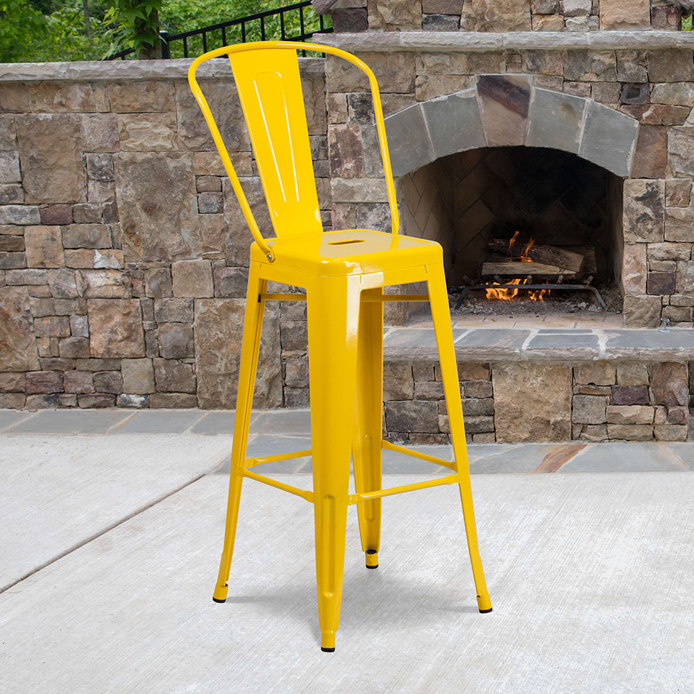 Flash Furniture CH-31320-30GB-YL-GG Bar Stool w/ Curved Back