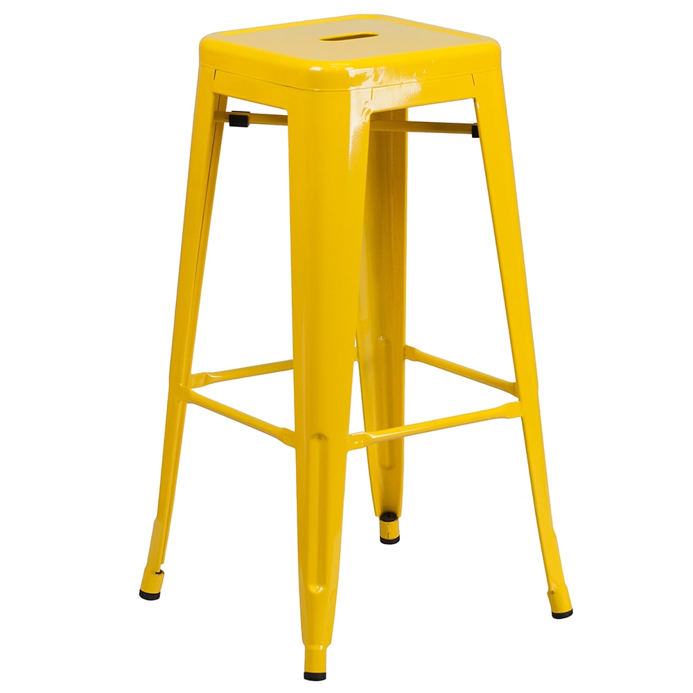 916-CH3132030YLGG Backless Bar Stool w/ Metal Seat, Yellow