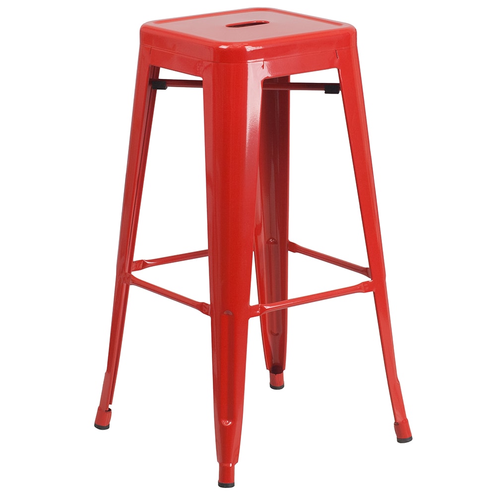 916-CH3132030REDGG Backless Bar Stool w/ Metal Seat, Red