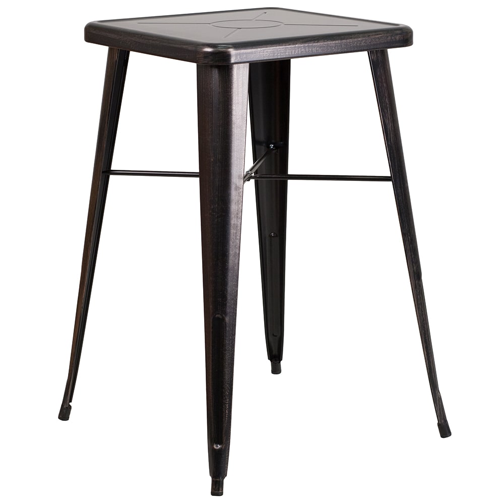 916-CH31330BQ 23 3/4" Square Bar Height Table - Black & Antique Gold Steel Top, Steel Ba...