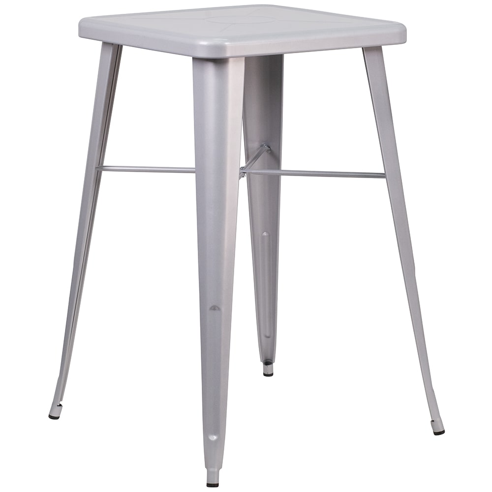 916-CH31330SIL 23 3/4" Square Bar Height Table - Silver Steel Top, Steel Base