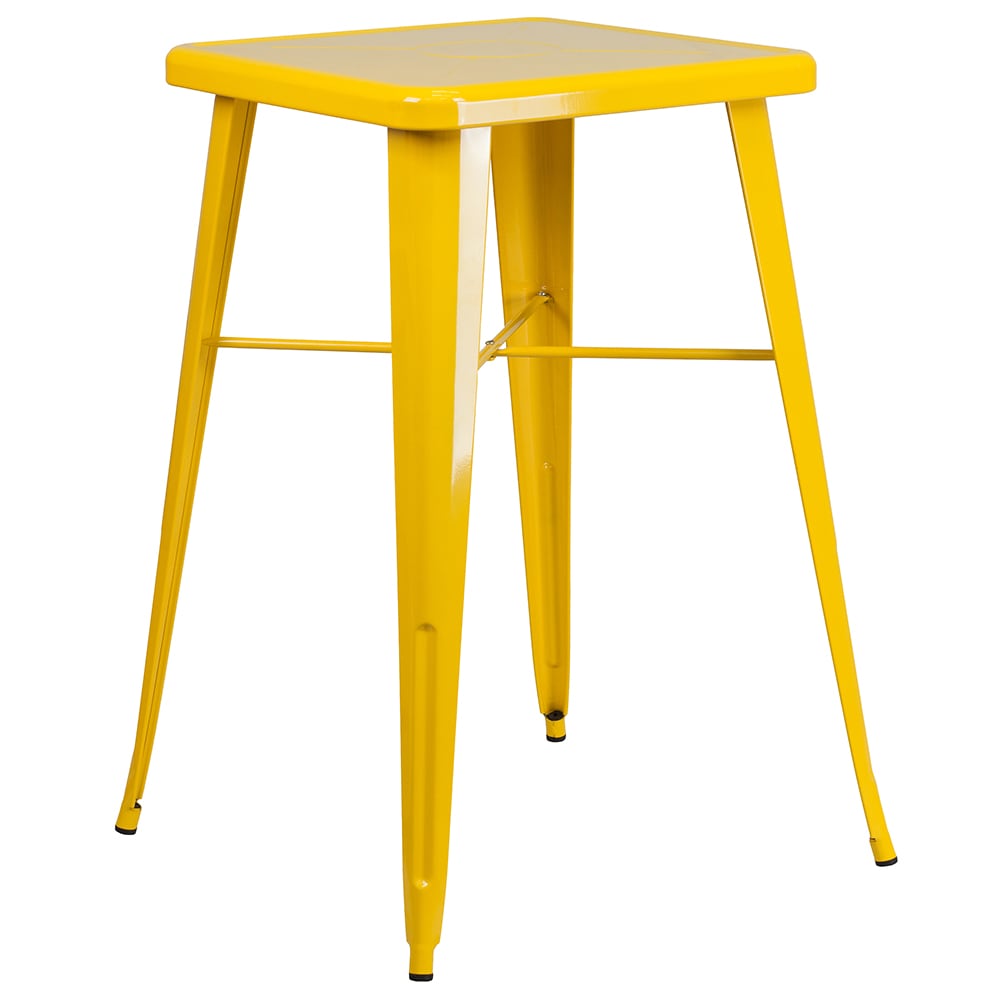 916-CH31330YL 23 3/4" Square Bar Height Table - Yellow Steel Top, Steel Base