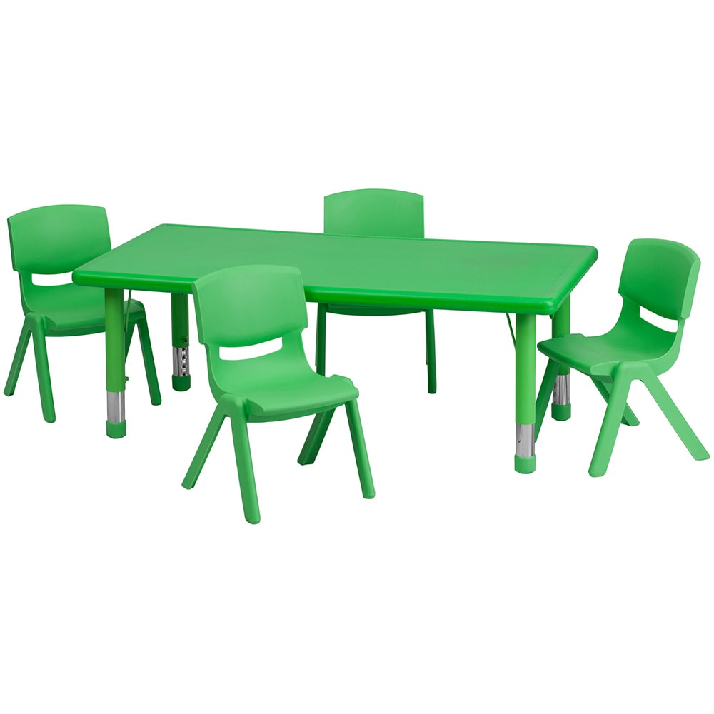 916-00132RCTTBLGRNR Rectangular Preschool Activity Table & (4) Chair Set - 48"L x 24&quo...