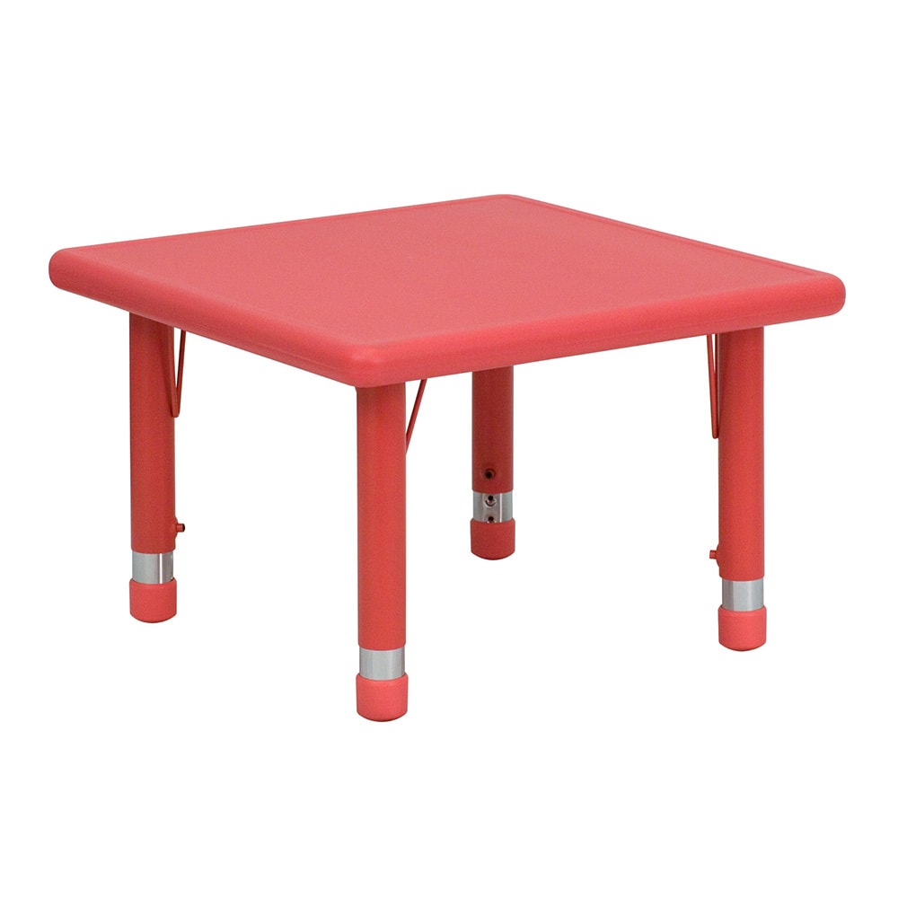 916-0022SQRTBLRED 24" Square Preschool Activity Table - Plastic Top, Red