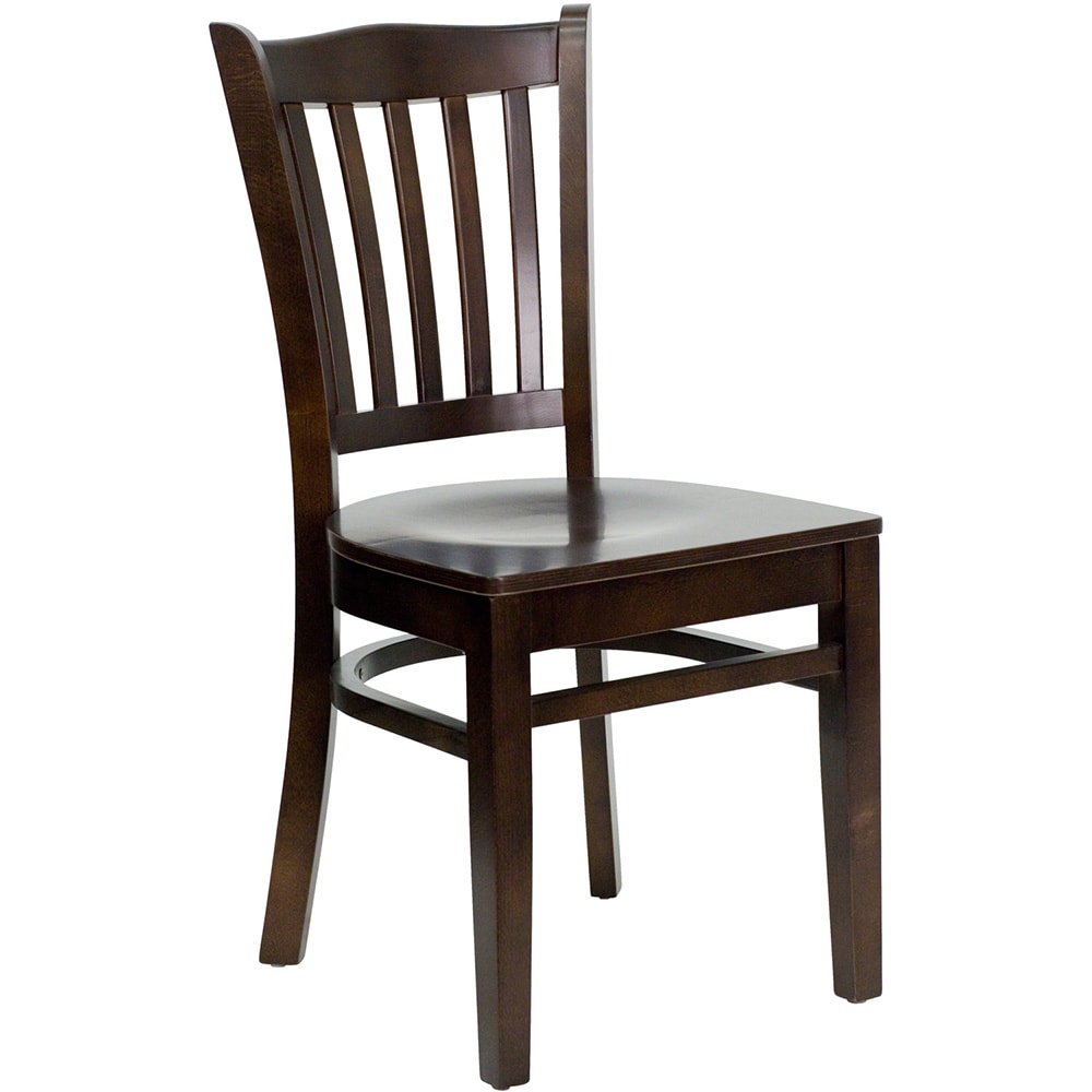 916-0008VWAL Restaurant Chair w/ Vertical Slat Back - Beechwood, Walnut Finish
