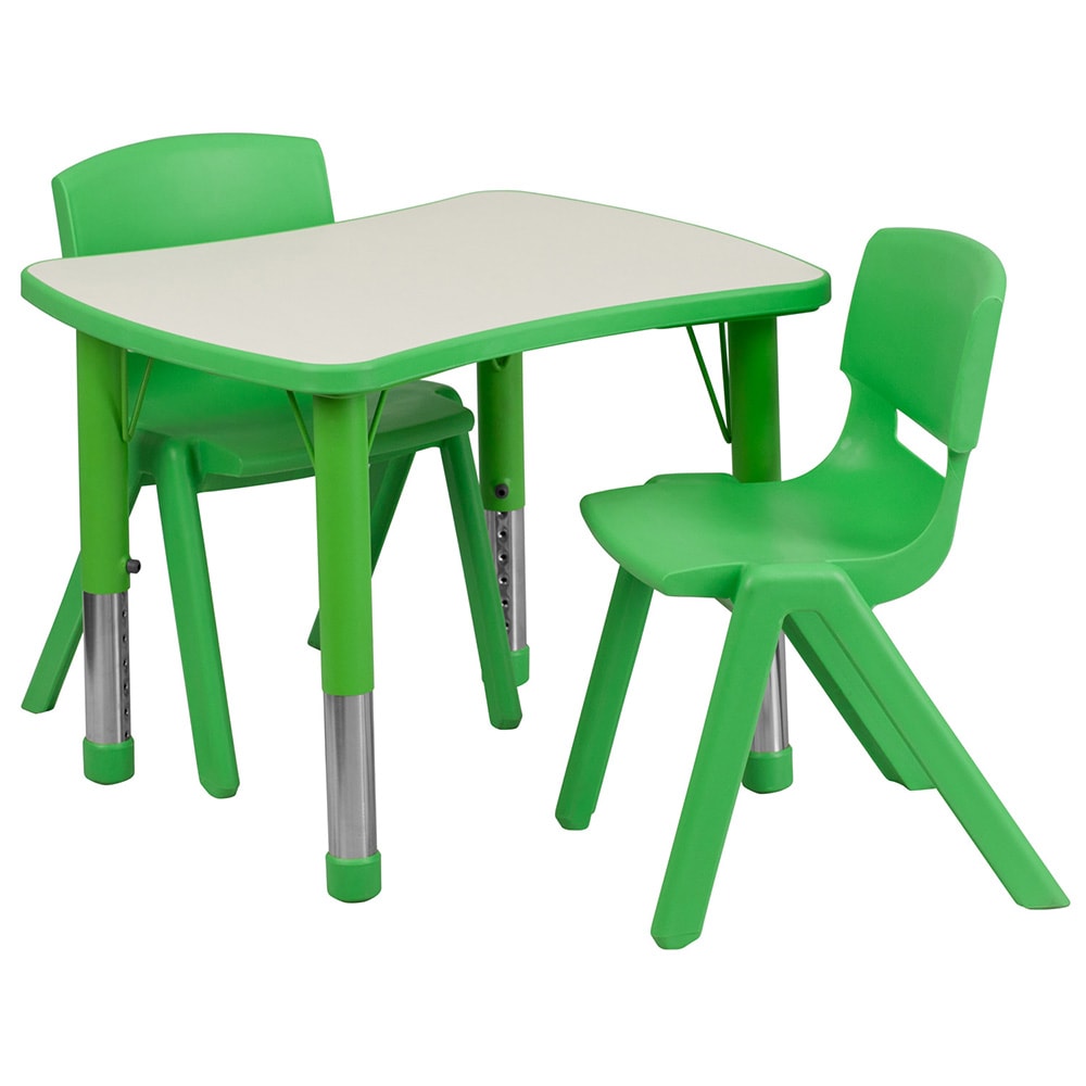 916-0980032RCTTBLGRN Preschool Activity Table & 2 Chair Set - 26 5/8"L x 21 7/8"W,...