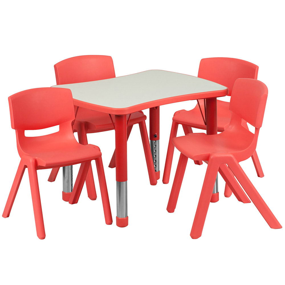 916-0980034RCTTBLRED Preschool Activity Table & (4) Chair Set - 26 5/8"L x 21 7/8"W...