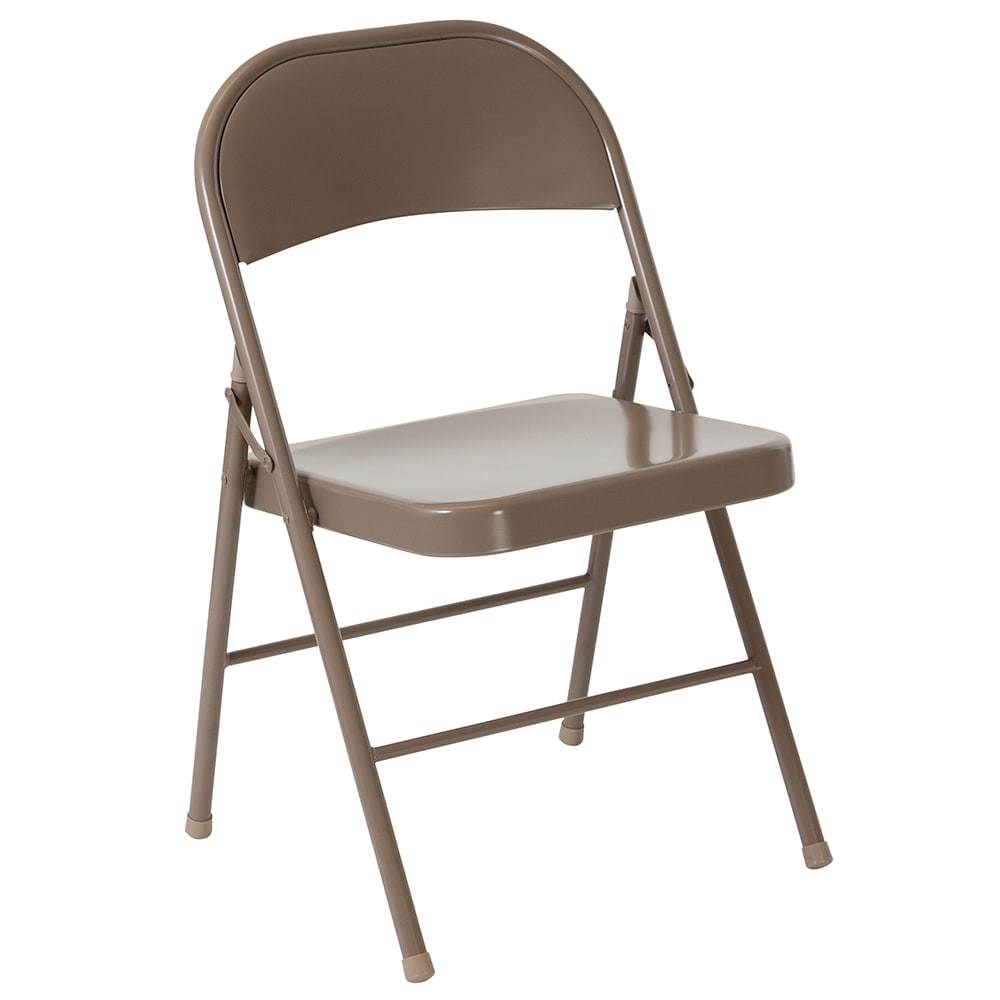 916-BDF002BGE Folding Chair w/ Beige Steel Back & Seat - Steel Frame, Beige