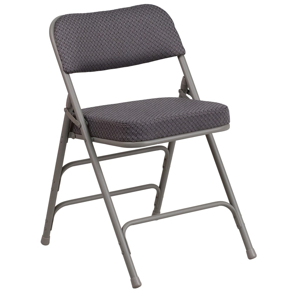 916-AWMC320AFGRY Folding Chair w/ Gray Fabric Back & Seat - Steel Frame, Gray