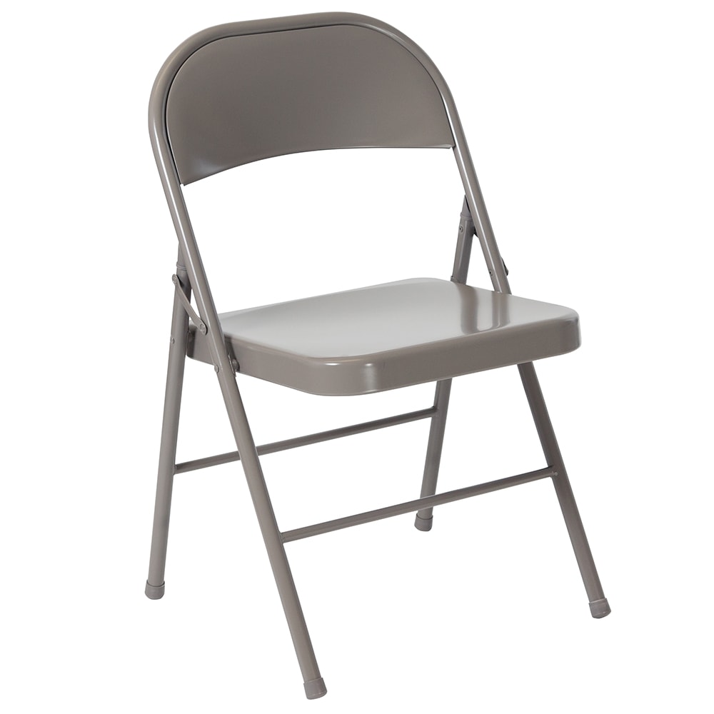 916-BDF002GY Folding Chair w/ Gray Steel Back & Seat - Steel Frame, Gray