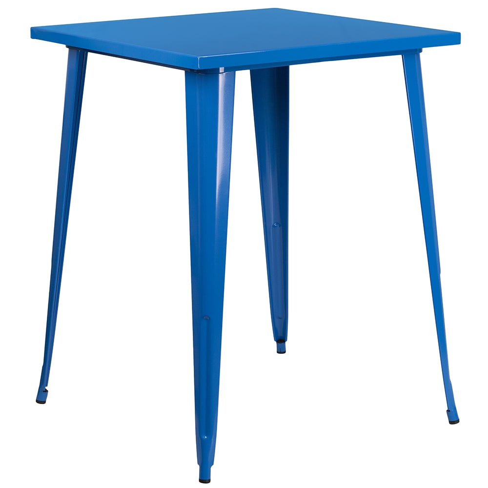 916-CH5104040BL 33 1/4" Square Bar Height Table - Blue Steel Top, Steel Base