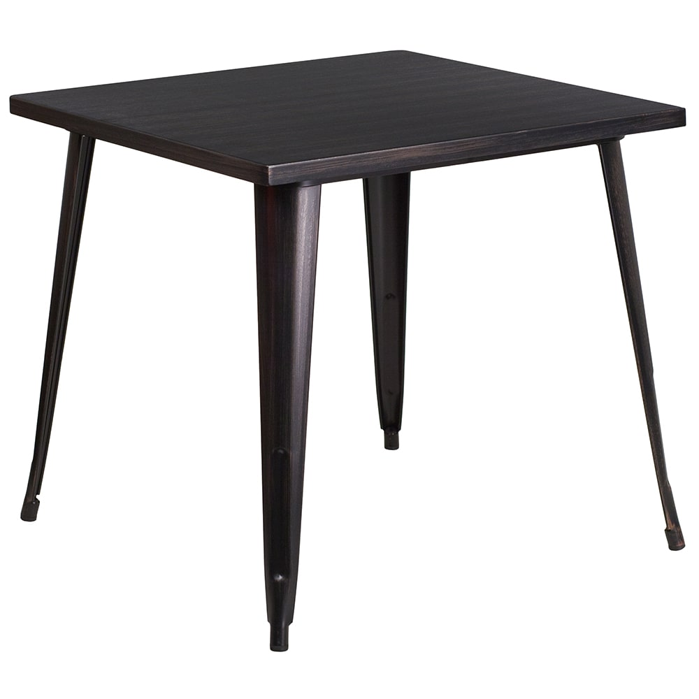 916-CH5104029BQ 31 3/4" Square Dining Height Table - Metal, Black & Antique Gold