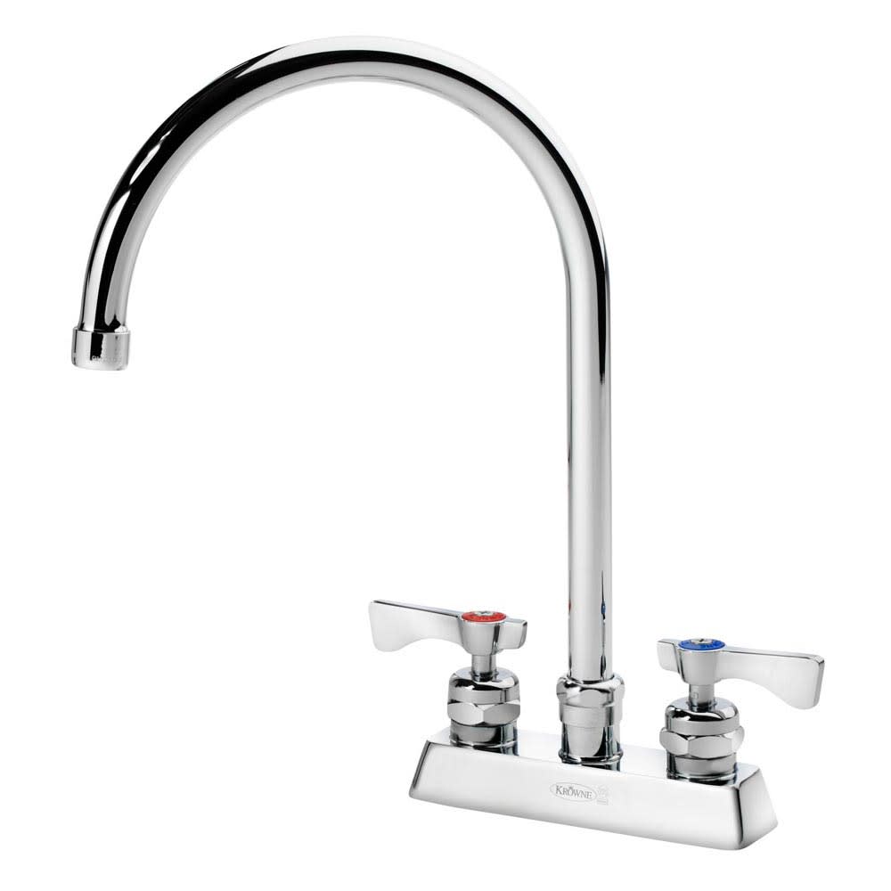 381-15302LLE2 Deck Mount Faucet w/ 8 1/2" Gooseneck Spout & Lever Handles - 4" Cent...