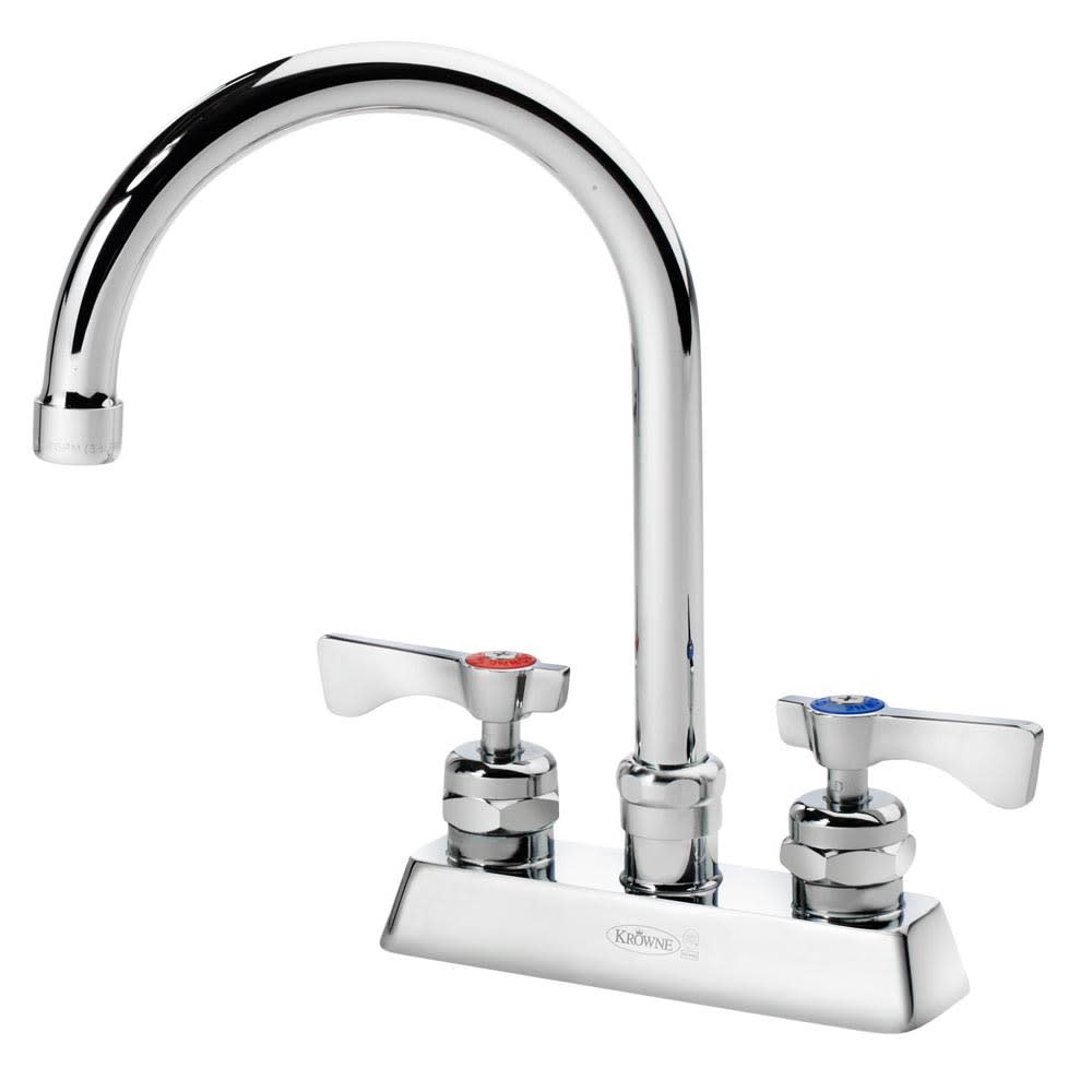 381-15301LLH2 Deck Mount Faucet w/ 6" Gooseneck Spout & Lever Handles - 4" Centers,...