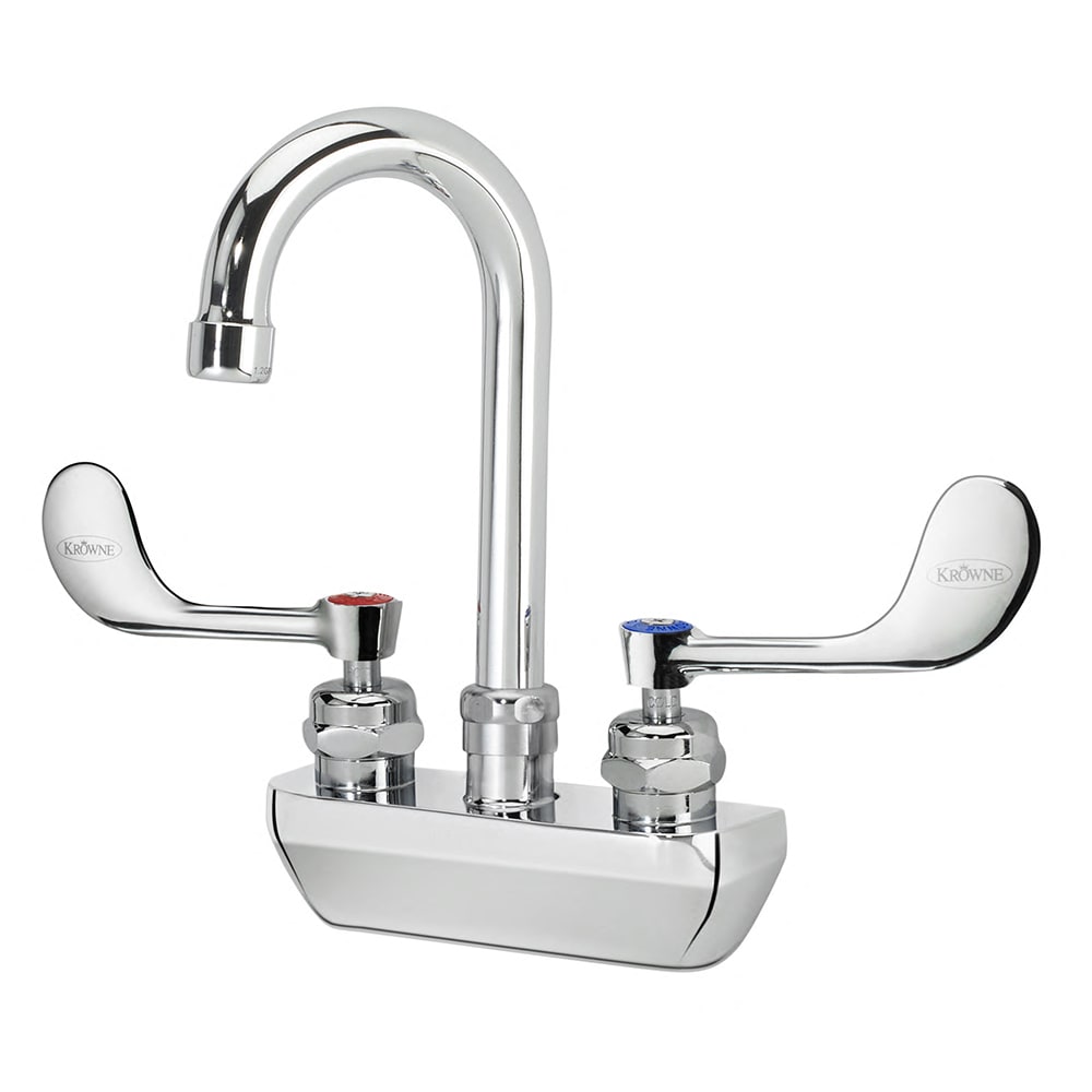 381-14400LWF2 Wall Mount Faucet w/ 3 1/2" Gooseneck Spout & VR Wrist Action Handles - 4&...