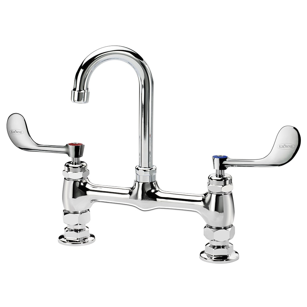 381-15825LWG2 Raised Deck Mount Faucet w/ 3 1/2" Gooseneck Spout & Wrist Action Handles...