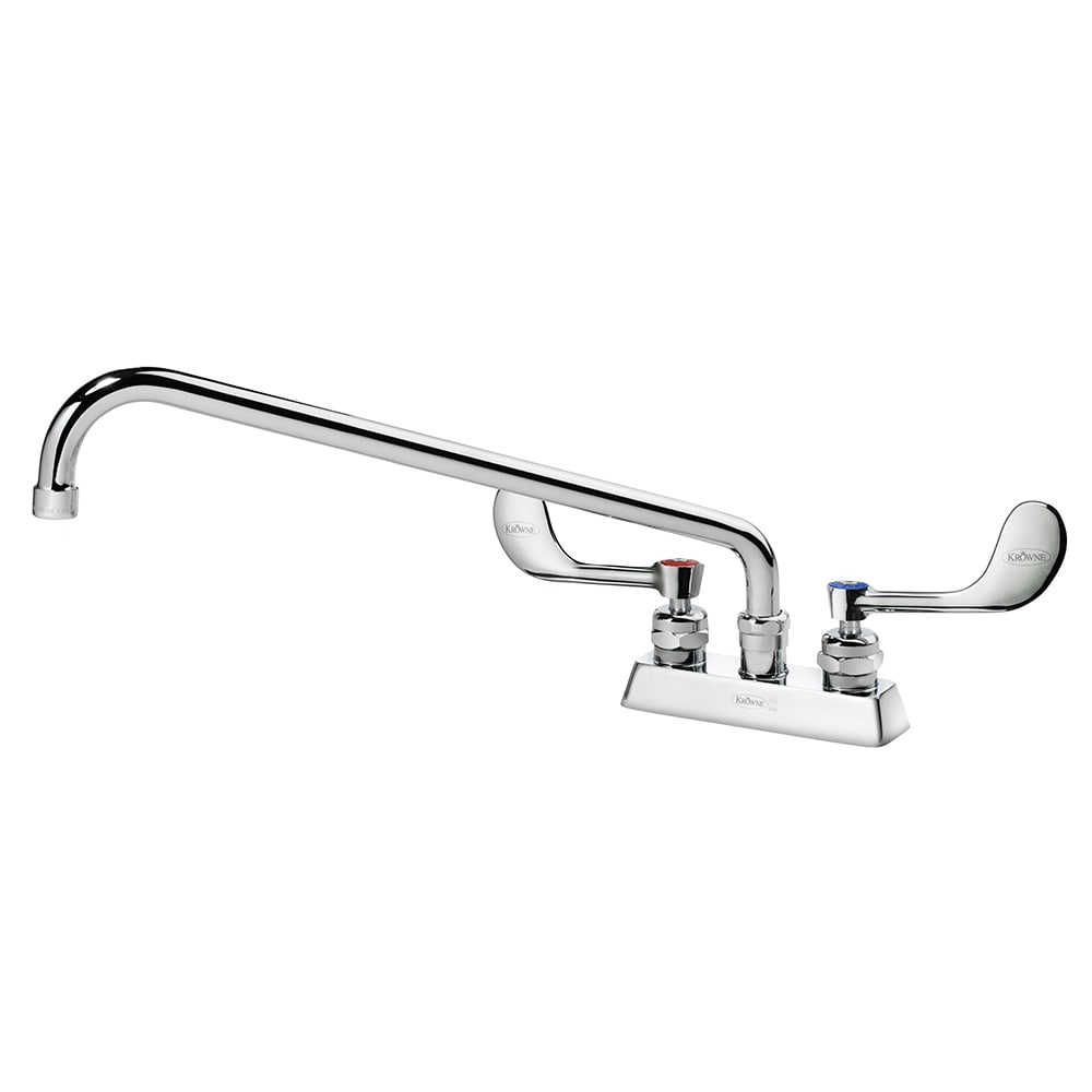 381-15316LWH4 Deck Mount Faucet w/ 16" Swing Spout & VR Wrist Action Handles - 4" C...