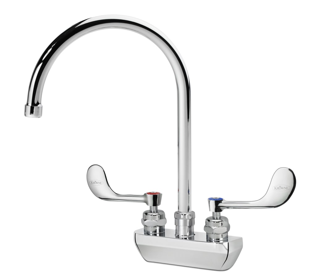 381-14402LWG3 Wall Mount Faucet w/ 8 1/2" Gooseneck Spout & VR Wrist Action Handles - 4&...