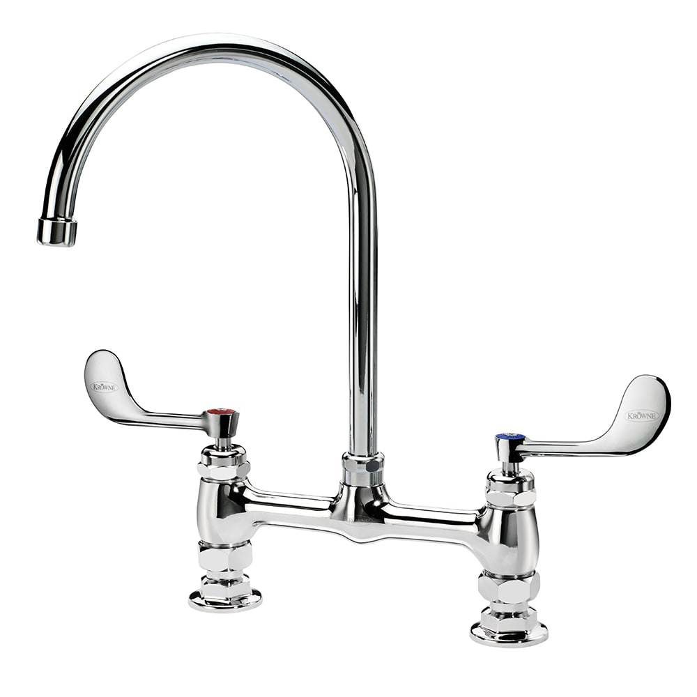 381-15802LWF1 Raised Deck Mount Faucet w/ 8 1/2" Gooseneck Spout & Wrist Action Handles...