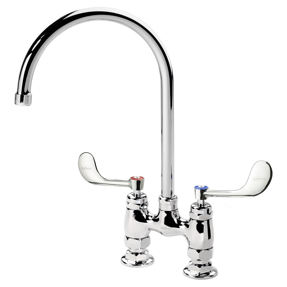 381-15402LWE2 Raised Deck Mount Faucet w/ 8 1/2" Gooseneck Spout & Wrist Action Handles...