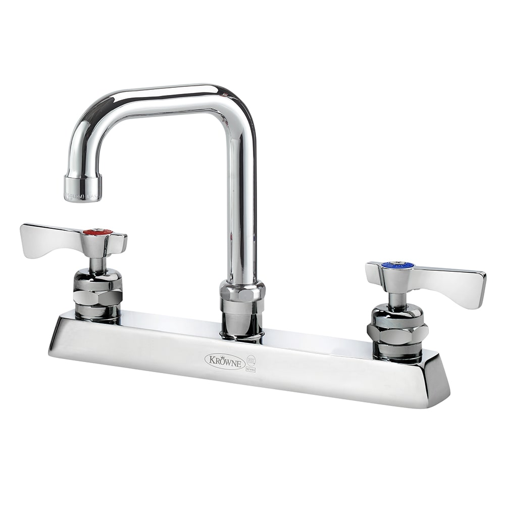 381-15530LLH2 Deck Mount Faucet w/ 4 1/2" Double Bend Spout & Lever Handles - 8" Ce...