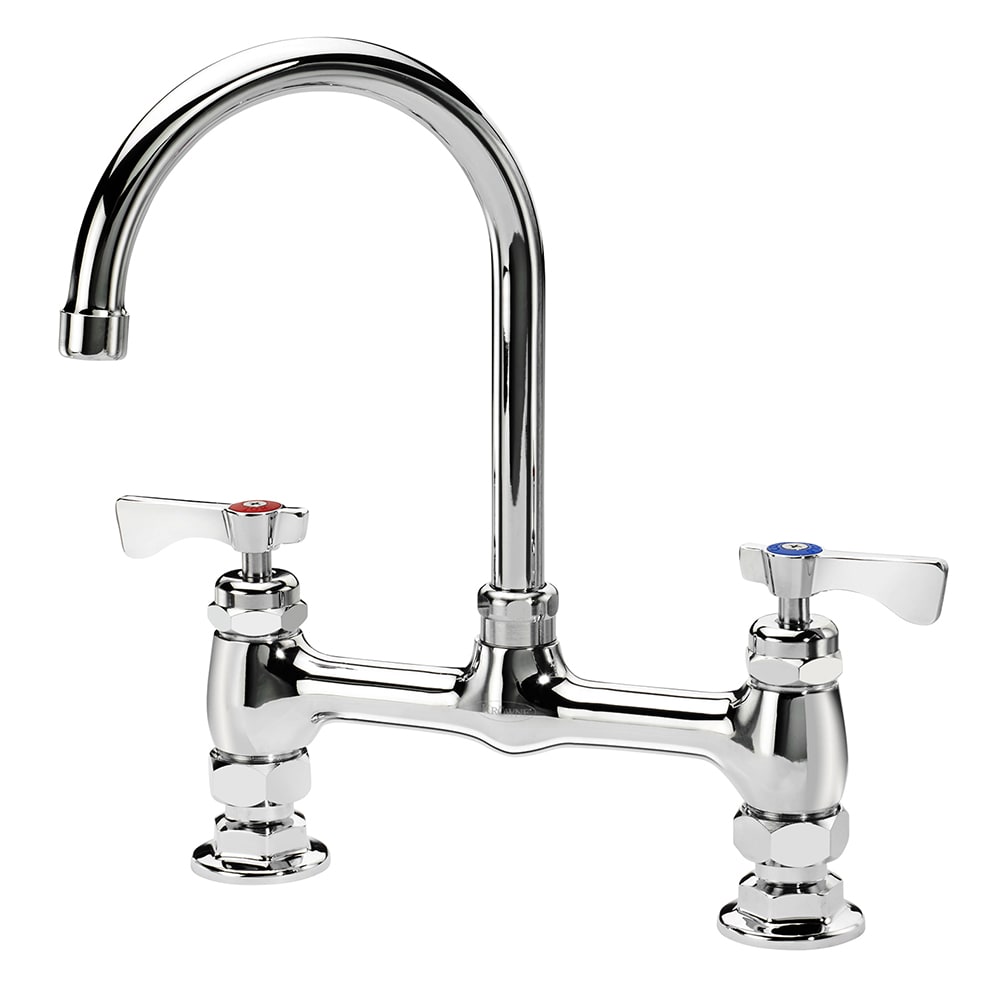 381-15801LLH2 Raised Deck Mount Faucet w/ 6" Gooseneck Spout & Lever Handles - 8" C...