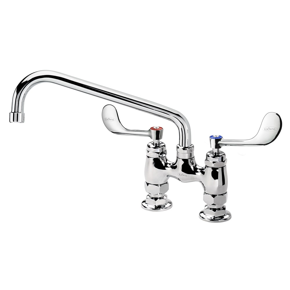 381-15410LWE4 Raised Deck Mount Faucet w/ 10" Swing Spout & VR Wrist Action Handles - 4&...