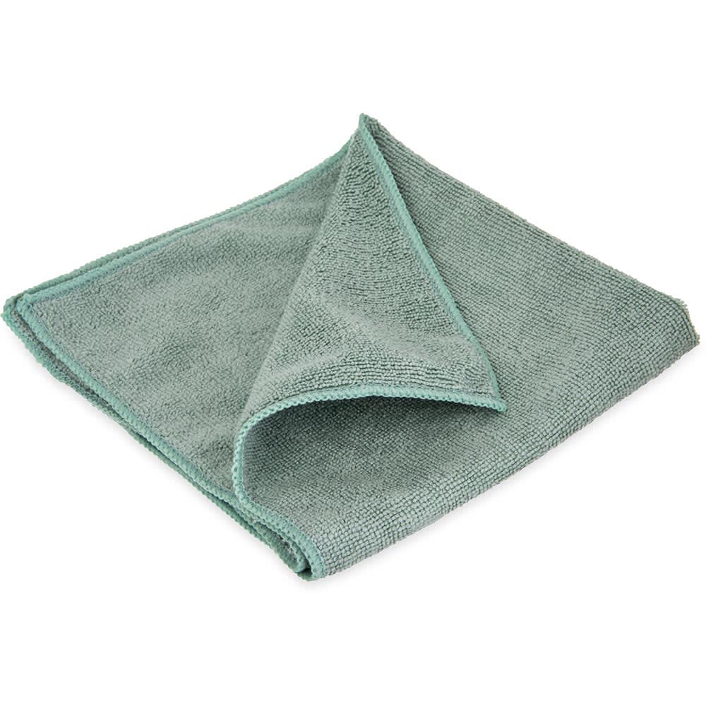 028-3633409 16" Square Microfiber Cleaning Cloth - Suede Finish, Green