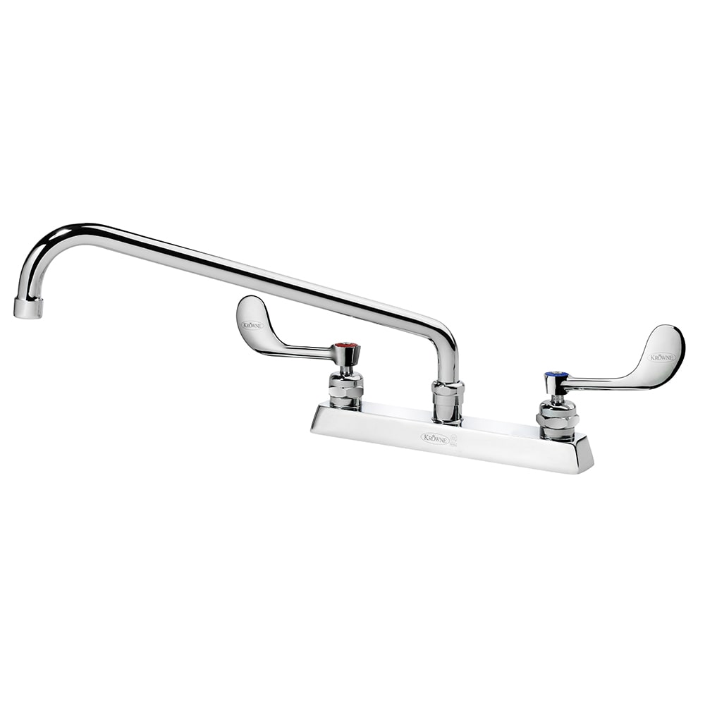 Krowne 15-514L-W-E2 Deck Mount Faucet w/ 14" Swing Spout & VR Wrist Action Handles - 8" Centers, 0.5 GPM