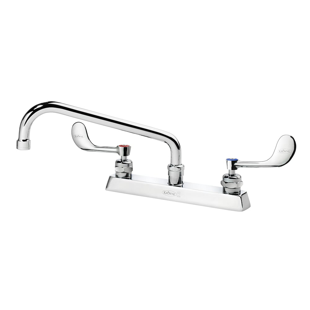 Krowne 15-510L-W-E3 Deck Mount Faucet w/ 10" Swing Spout & VR Wrist Action Handles - 8" Centers, 1.0 GPM