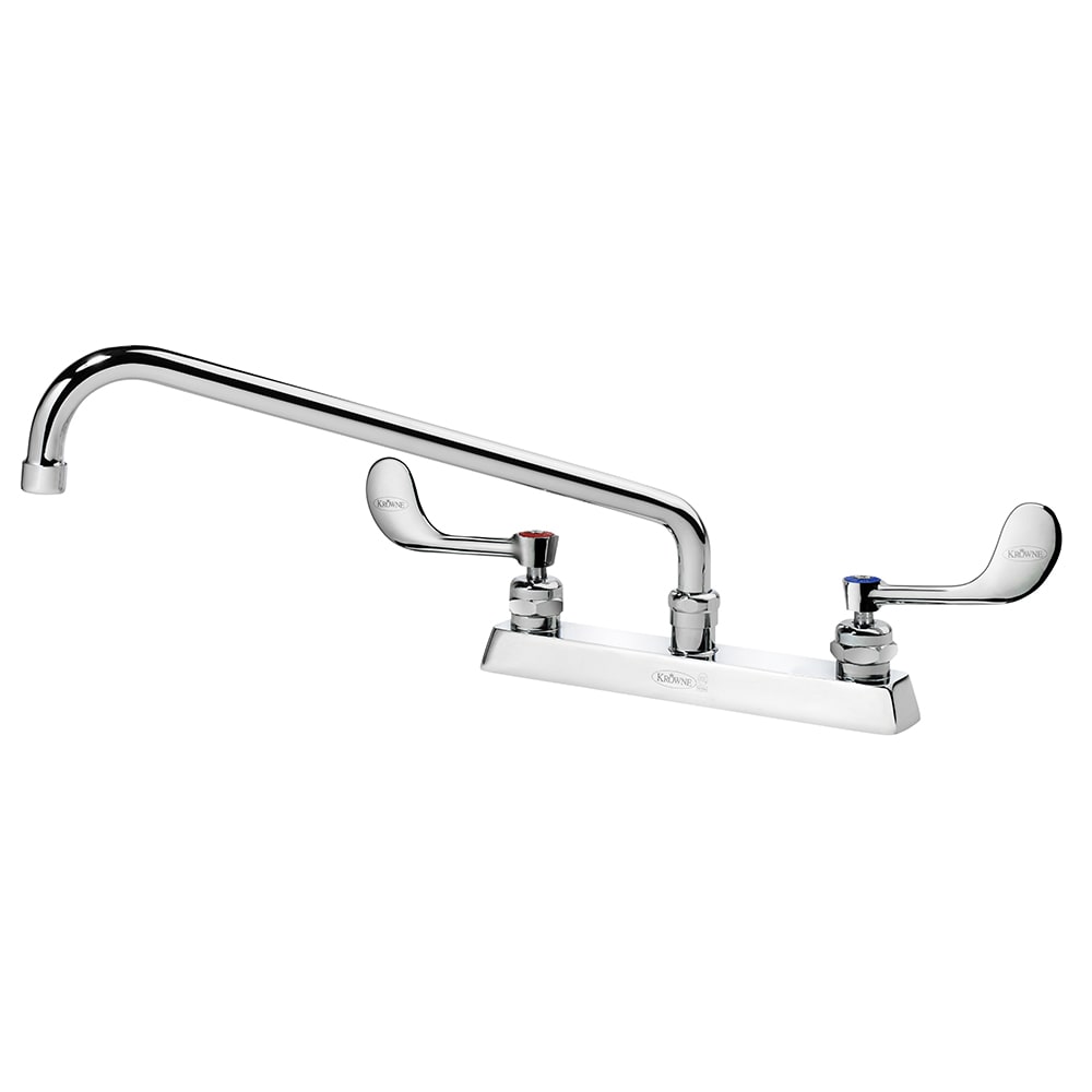 381-15514LWH4 Deck Mount Faucet w/ 14" Swing Spout & VR Wrist Action Handles - 8" C...