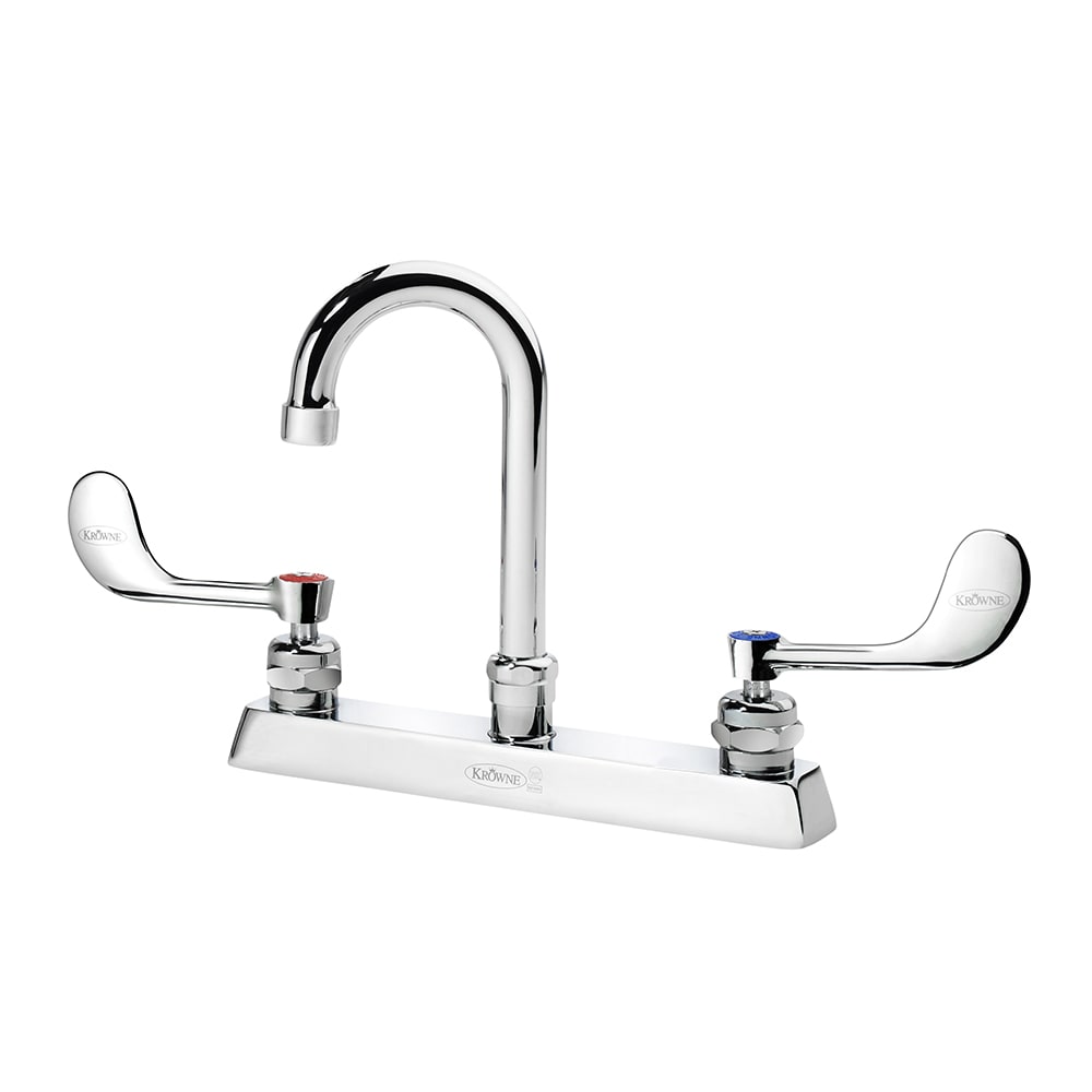 381-15525LWE4 Deck Mount Faucet w/ 3 1/2" Gooseneck Spout & VR Wrist Action Handles - 8&...