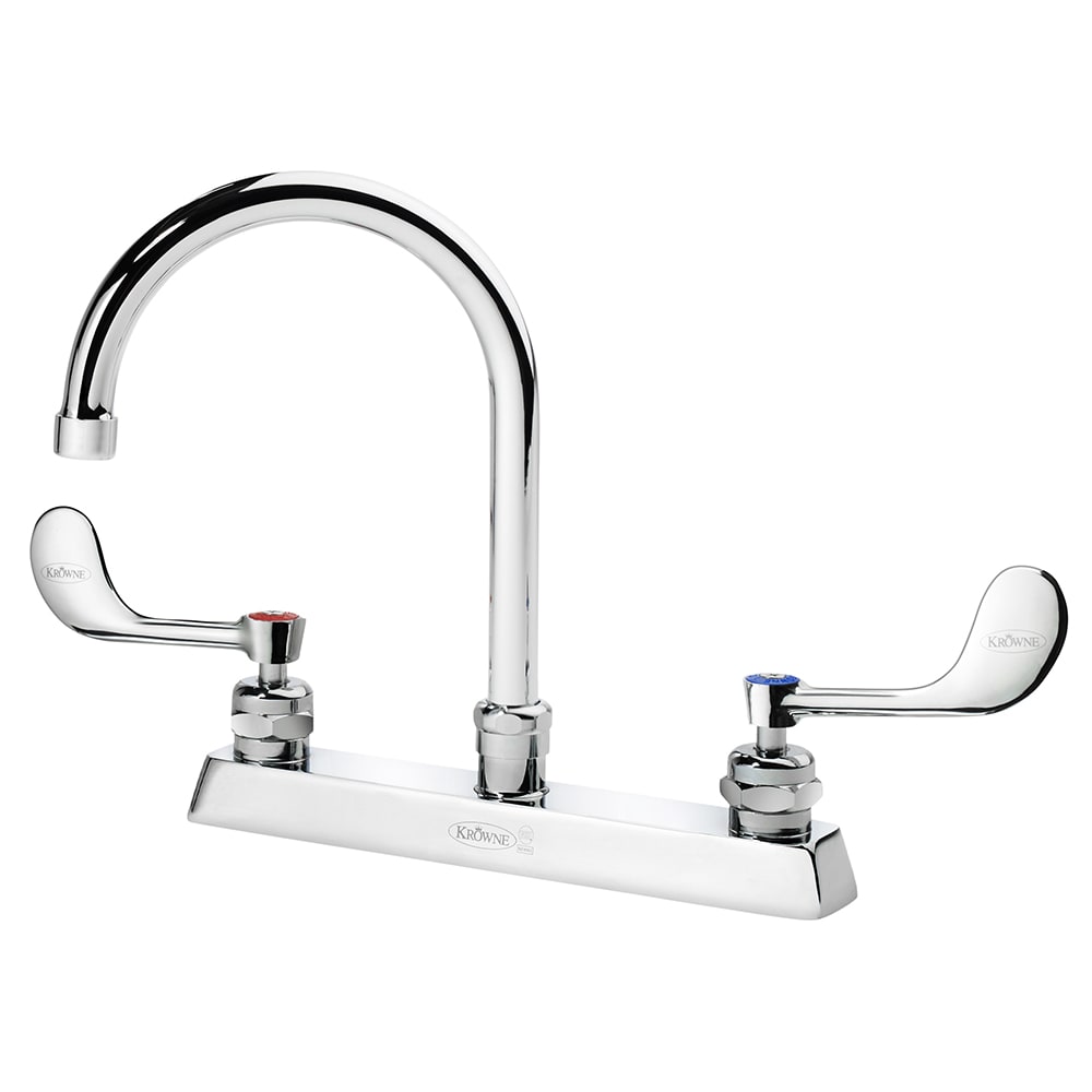 381-15501LWE3 Deck Mount Faucet w/ 6" Gooseneck Spout & VR Wrist Action Handles - 8&quot...