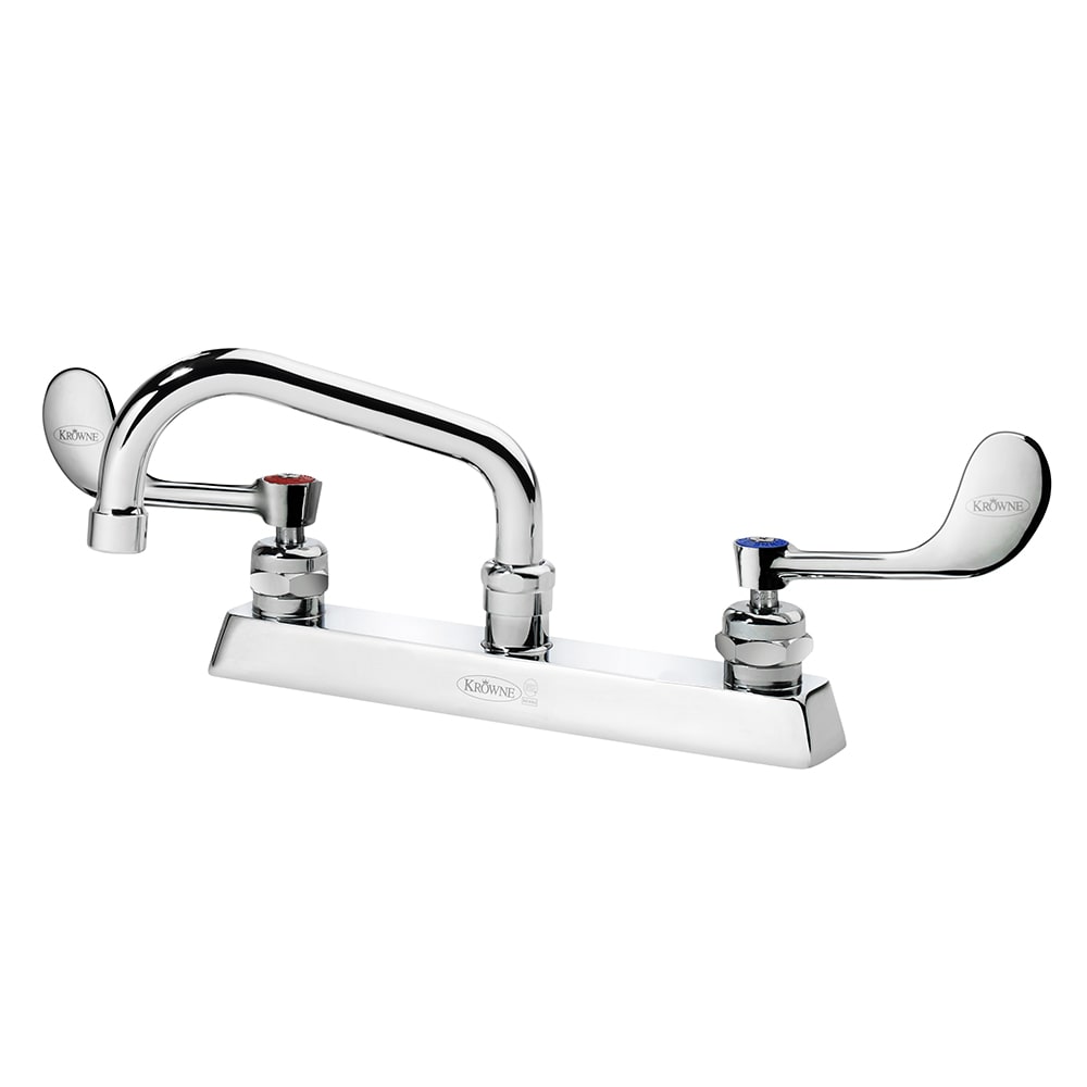 Krowne 15-506L-W-E6 Deck Mount Faucet w/ 6" Swing Spout & VR Wrist Action Handles - 8" Centers, 2.2 GPM