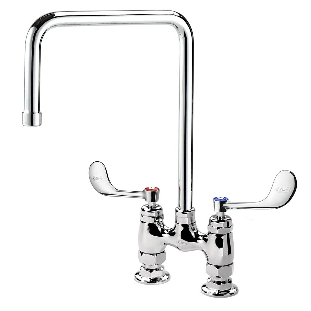381-15432LWE2 Raised Deck Mount Faucet w/ 8 1/2" Double Bend Spout & Wrist Handles - 4&q...