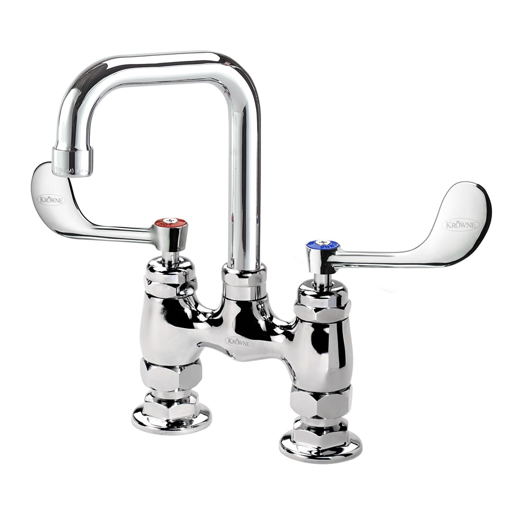 381-15430LWF1 Raised Deck Mount Faucet w/ 4 1/2" Double Bend Spout & Wrist Handles - 4&q...