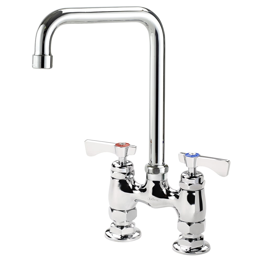 381-15431LLE2 Raised Deck Mount Faucet w/ 6" Double Bend Spout & Lever Handles - 4"...