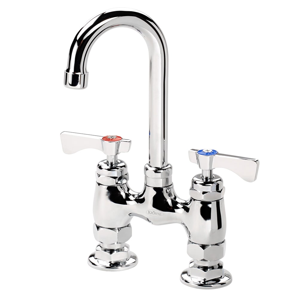 381-15425LLG4 Raised Deck Mount Faucet w/ 3 1/2" Gooseneck Spout & Lever Handles - 4&quo...