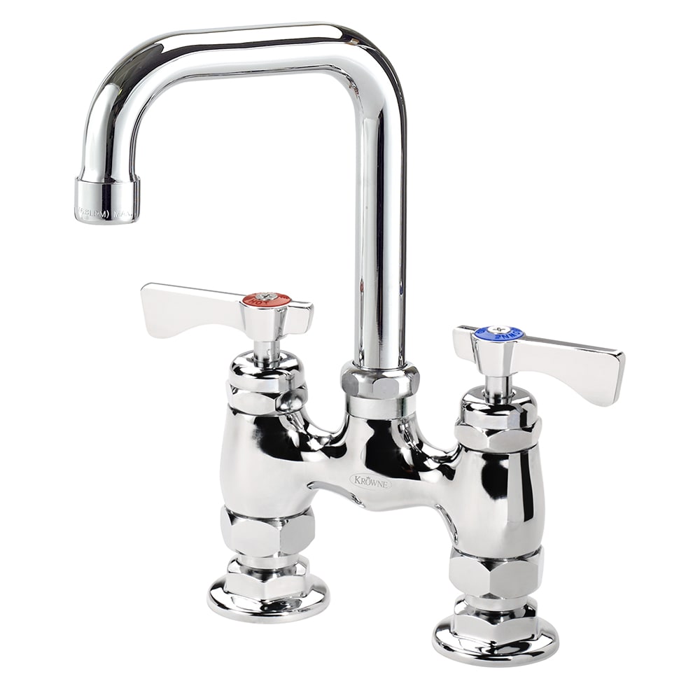 381-15430LLE2 Raised Deck Mount Faucet w/ 4 1/2" Double Bend Spout & Lever Handles - 4&q...
