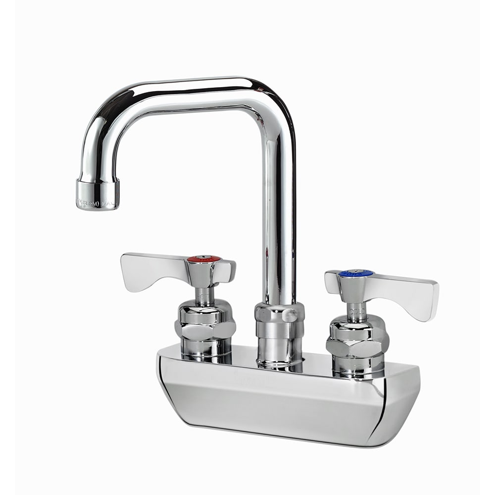 381-14430LLE6 Wall Mount Faucet w/ 4 1/2" Double Bend Spout & Lever Handles - 4" Ce...