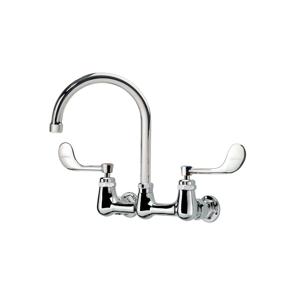 381-14801LWE2 Wall Mount Faucet w/ 6" Gooseneck Spout & VR Wrist Action Handles - 8&quot...
