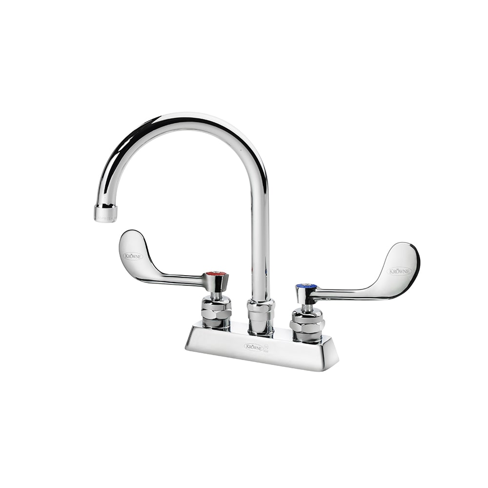 381-15301LWF2 Deck Mount Faucet w/ 6" Gooseneck Spout & VR Wrist Action Handles - 4&quot...