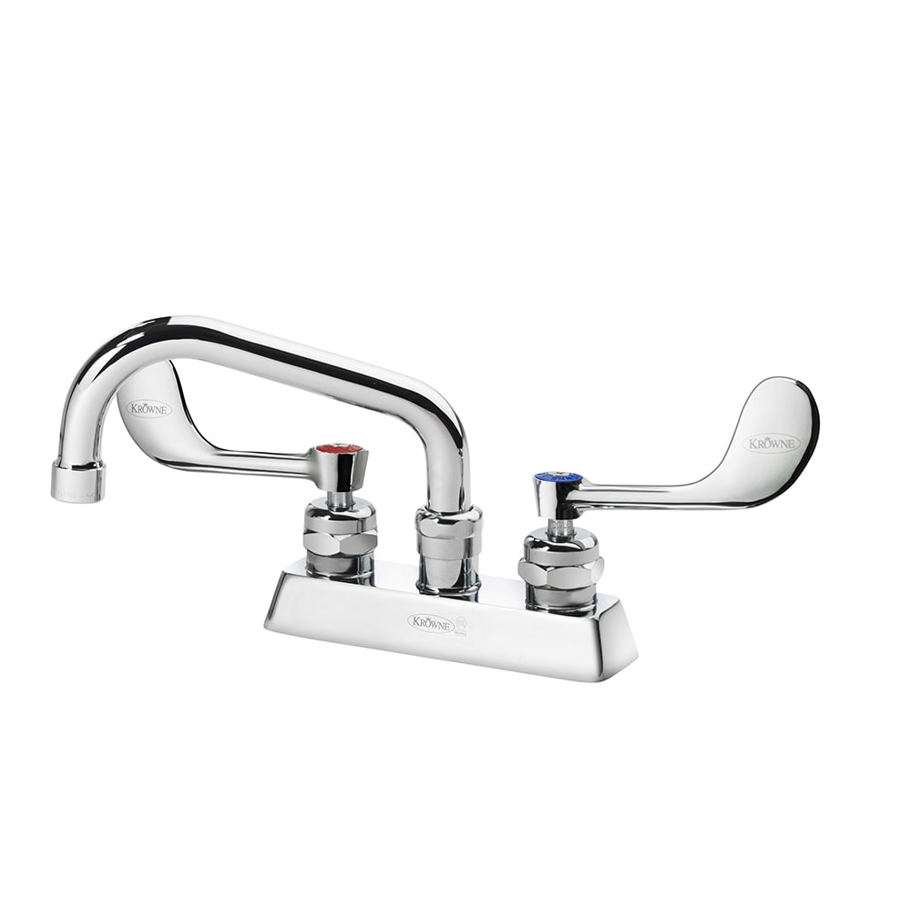 Krowne 15-306L-W-H3 Deck Mount Faucet w/ 6" Swing Spout & VR Wrist Action Handles - 4" Centers, 1.0 GPM