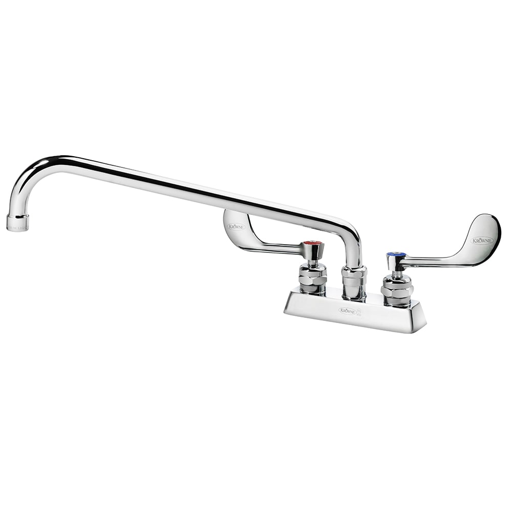 Krowne 15-314L-W-E3 Deck Mount Faucet w/ 14" Swing Spout & VR Wrist Action Handles - 4" Centers, 1.0 GPM