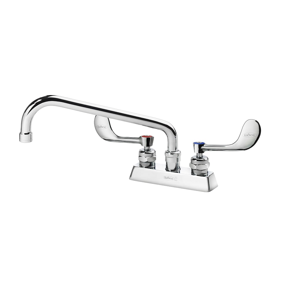 Krowne 15-310L-W-E4 Deck Mount Faucet w/ 10" Swing Spout & VR Wrist Action Handles - 4" Centers, 1.5 GPM