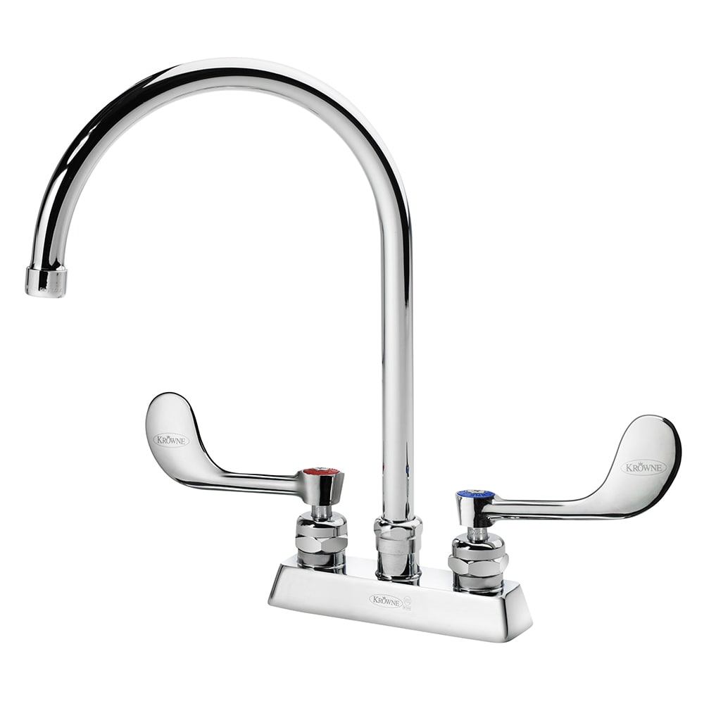 381-15302LWE5 Deck Mount Faucet w/ 8 1/2" Gooseneck Spout & VR Wrist Action Handles - 4&...